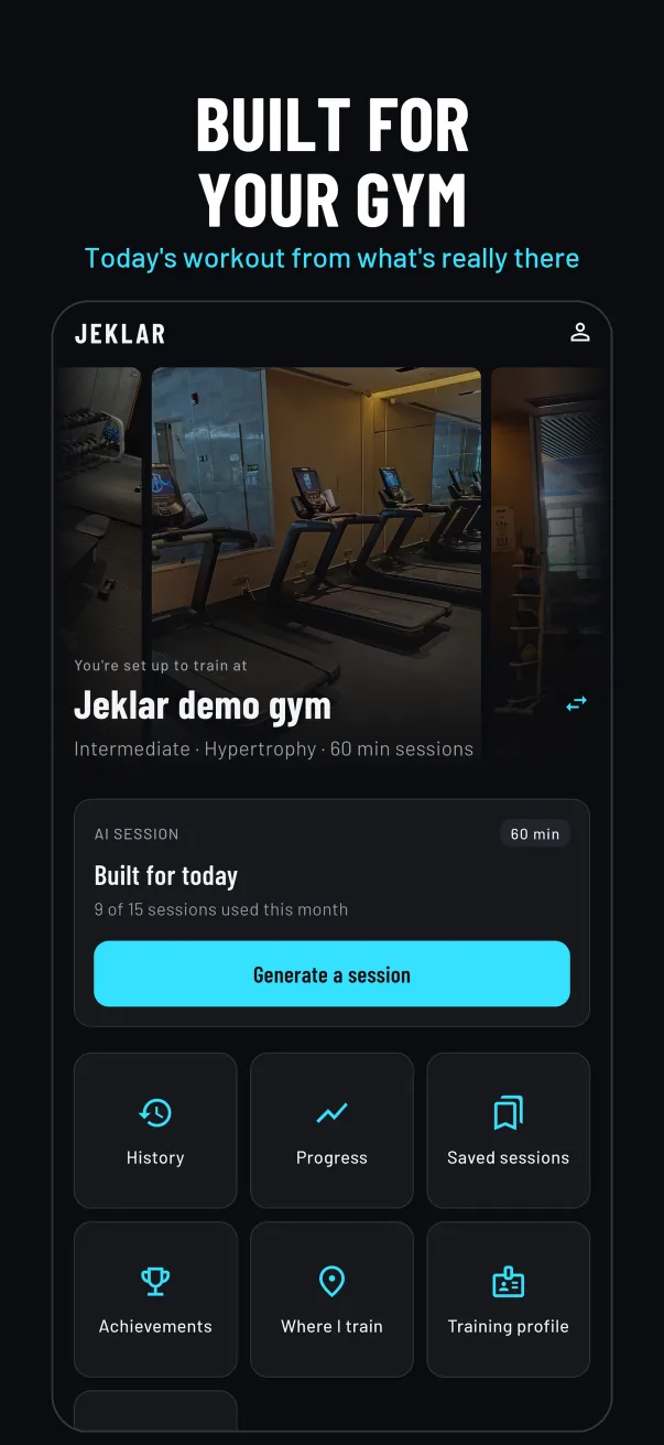 Home screen for your gym